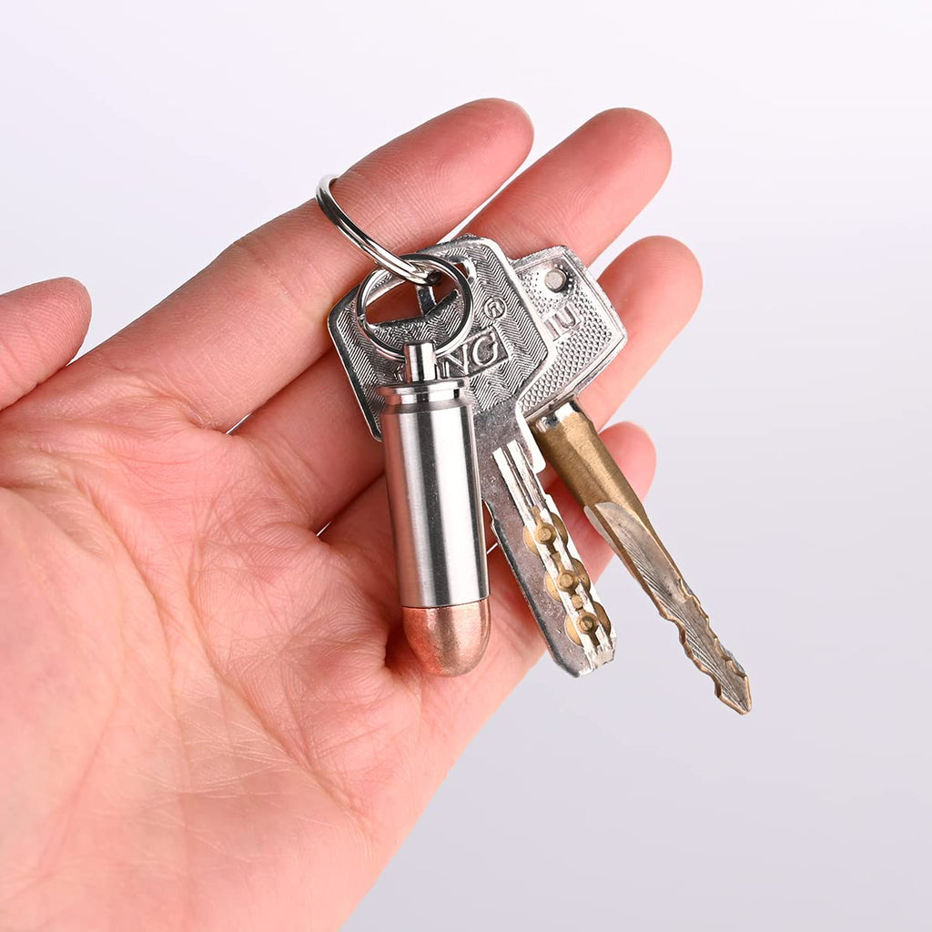 NHDT SW901 Titanium Pill holder keychain, Brass and Titanium Lightweight Waterproof Pill Container,Mini EDC Pill Case for Outdoo