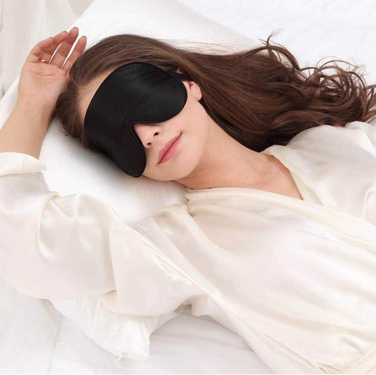 Alaska Bear Organic Silk Sleep Mask Cool Super Smooth Eye Cover Genuine Mulberry Silk Face Skin Care, Soft Filling, Lightweight