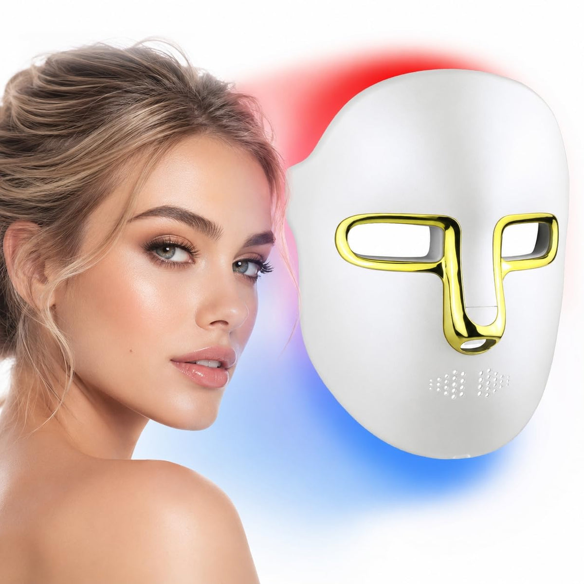 Red Light Therapy Mask with LED Face Mask Red Blue Light Therapy, 204 LEDs