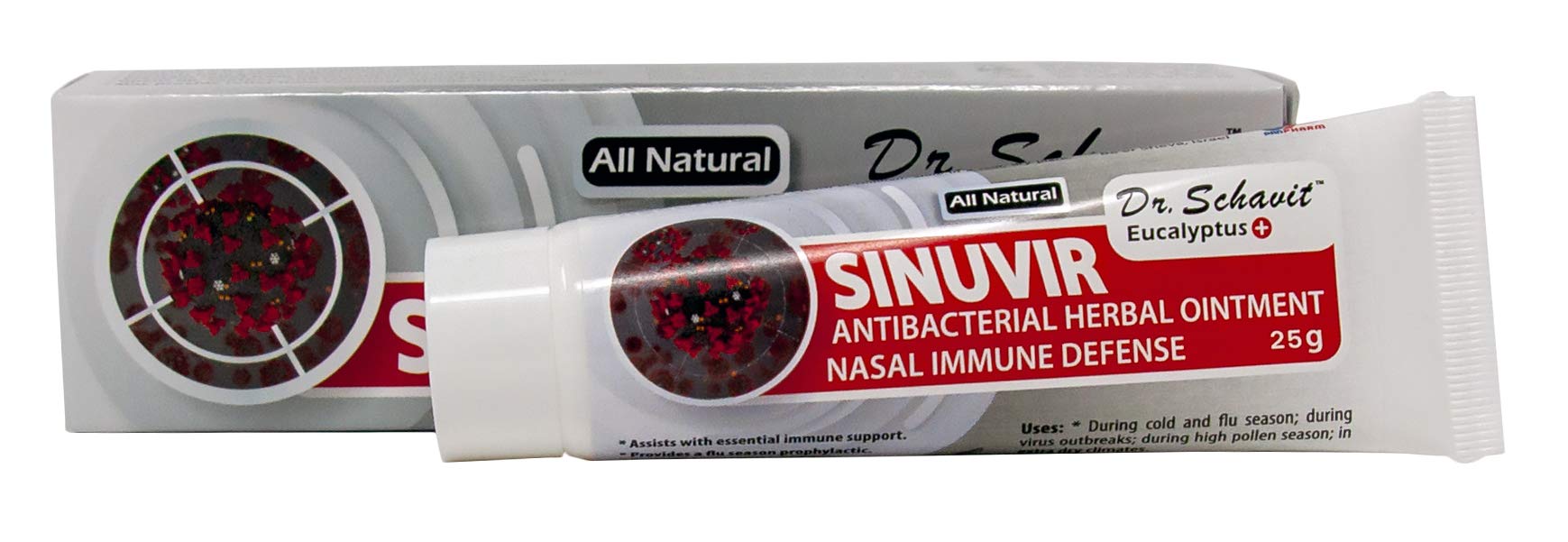 DR. SCHAVIT Eucalyptus+ SINUVIR - Herbal Nasal Ointment for Immune Defense. Natural Moisturizer Balm for Relief from Sore Dry No
