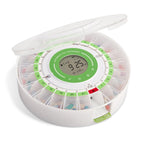 LiveFine Automatic Pill Dispenser with Removable Cups, 21 Compartments, 9 Dosage Rings, Alarm Reminder, LCD Display, Sound & Lig