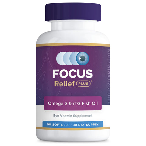 Focus Relief Plus Dry Eye Formula (90 ct. 30 Day Supply) Dry Eye Omega 3 Supplement - Dry Eye Relief Supplement -Omega 3 Fish Oi