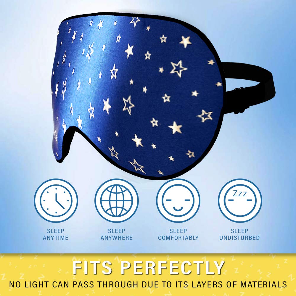 Silk Sleep Eye Mask for Men Women, Comfortable Super Soft Eye Mask with Adjustable Strap, 100% Pure Silk, Works with Every Nap P