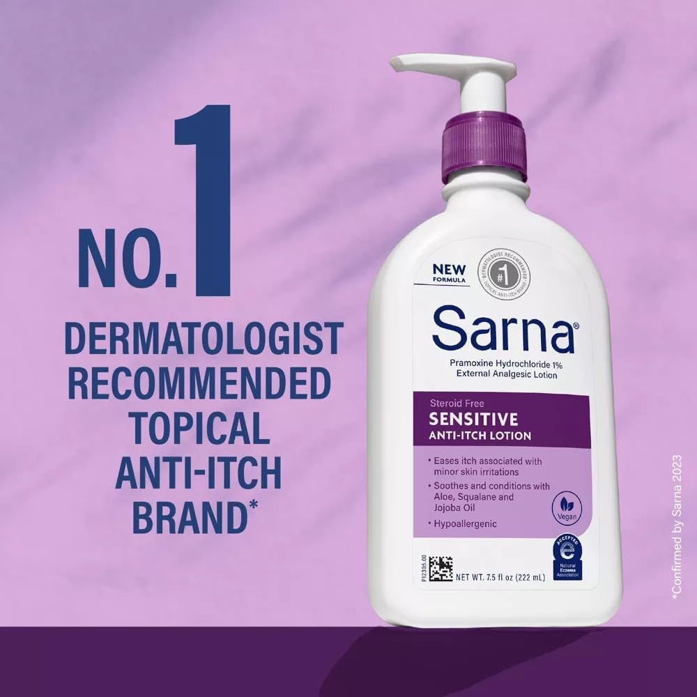 Sarna Sensitive Anti-Itch Lotion for Eczema and Sensitive Dry Skin Itch Relief, 7.5 Ounce