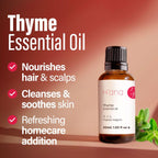 Hana Thyme Essential Oil - 100% Pure and Natural Thyme Oil for Hair, Skin, Diffuser - with a Fresh, Herbaceous Scent (1 Fl Oz)