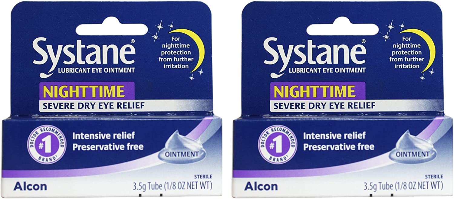 Systane Nighttime Lubricant Eye Ointment 3.50 g (2 Pack) Lubricates and Comforts Dry Eyes Preservative-Free Rich Ointment for Ni