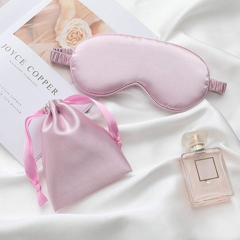 LCBD Silk Satin Sleeping Eye Mask, Light Purple Sleep Eye Mask Night Blindfold for Women and Men, Soft Breathable Blackout Eyesh