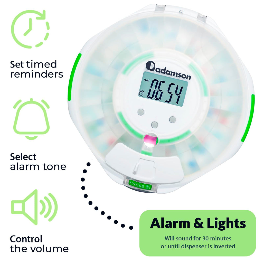 Adamson TimelyMed Smart Pill Dispenser Machine with Alarm + WiFi App Monitoring + 28 Day Medicine Dispenser + Automatic Pill Dis