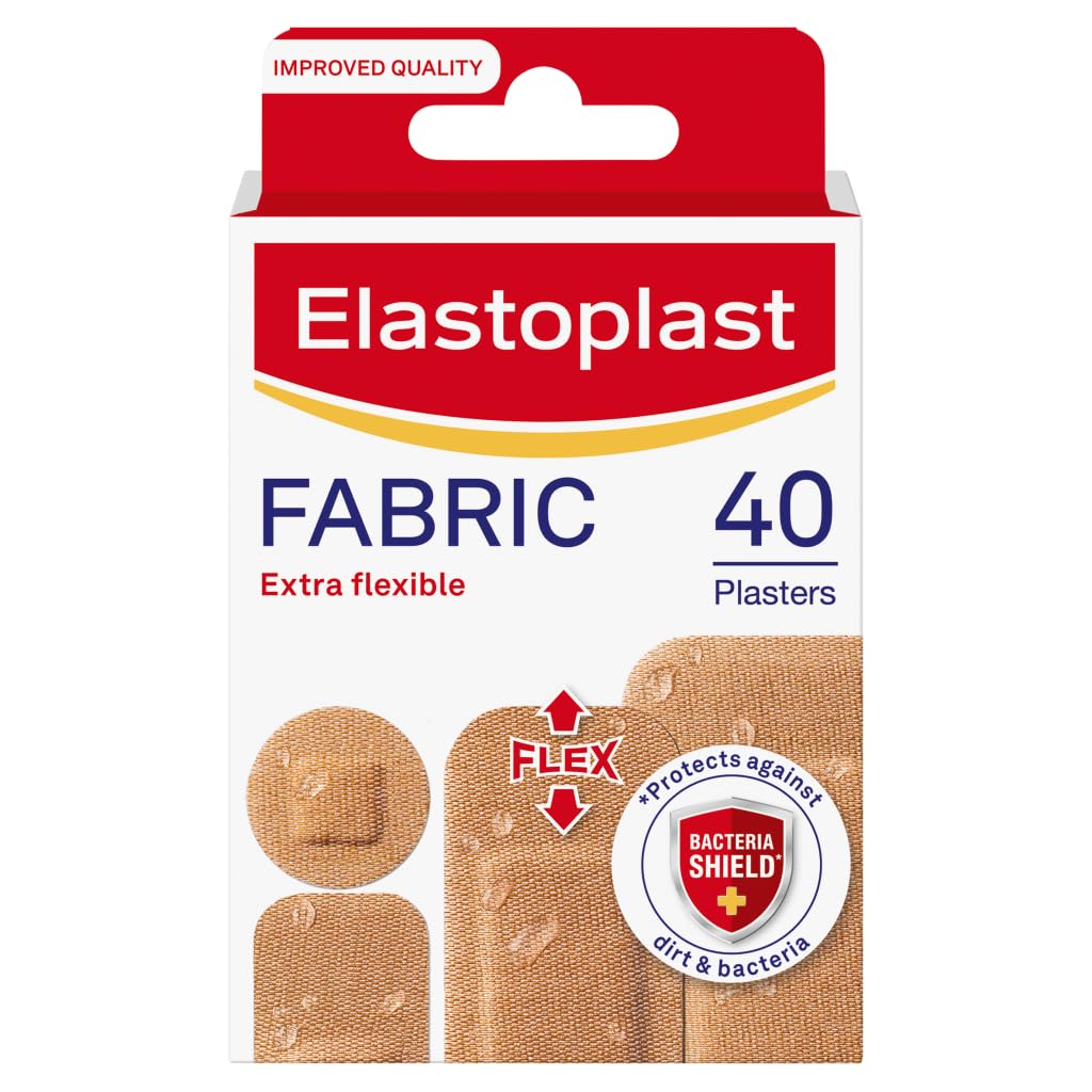 Elastoplast Fabric Extra Flexible Breathable 40 Plasters/Water Repellent (Packaging May Vary)