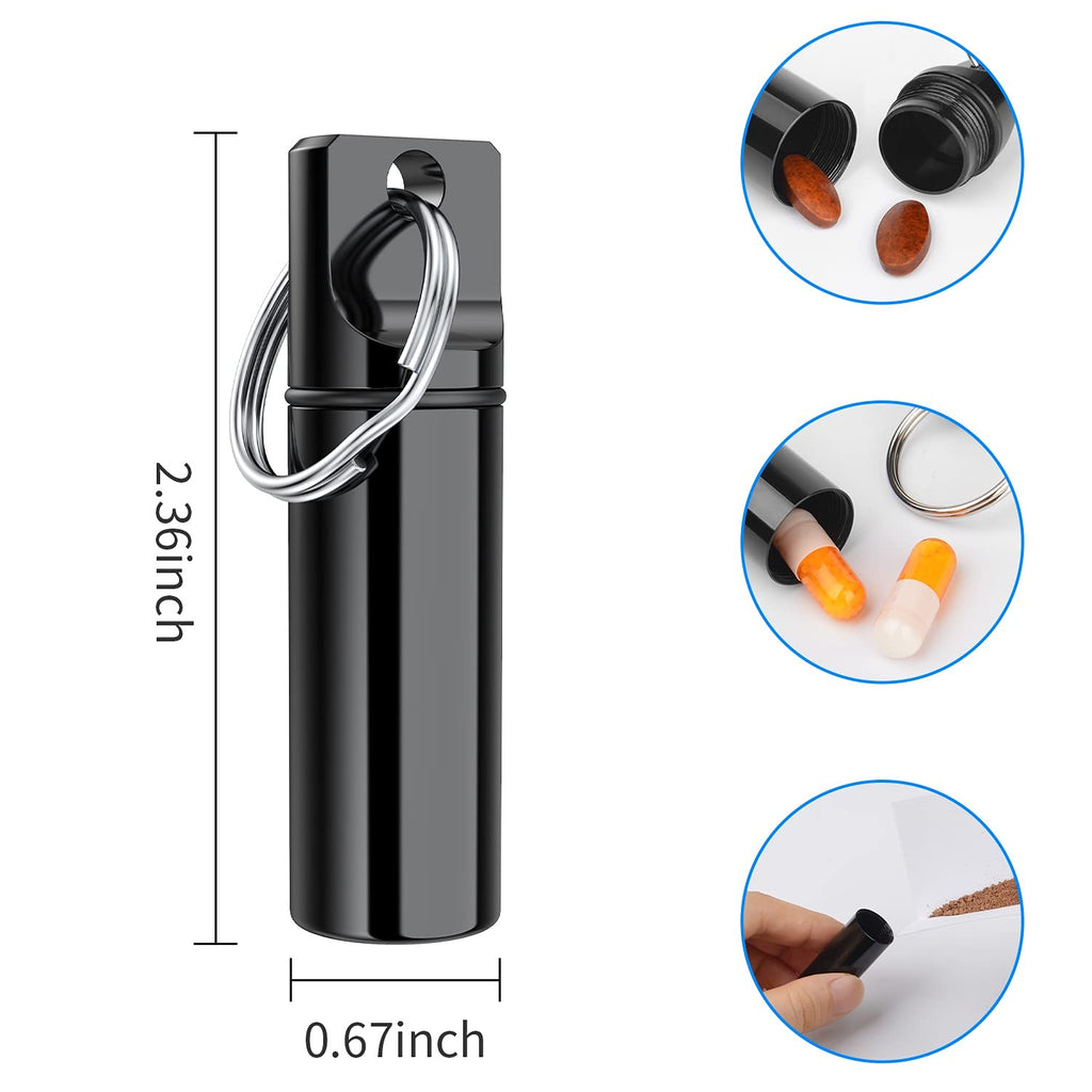 Small Pocket Pill Box Keychain, Aluminium Alloy Portable Mini Pill Organizer Case Container for Purse, Waterproof Metal Pill Hol