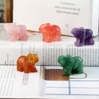 Ouubuuy Natural Crystal Elephant Pocket Guardian Figurine Elephant Statue 1.5 inch for Healing Reiki Spiritual Gift Cute Meditat