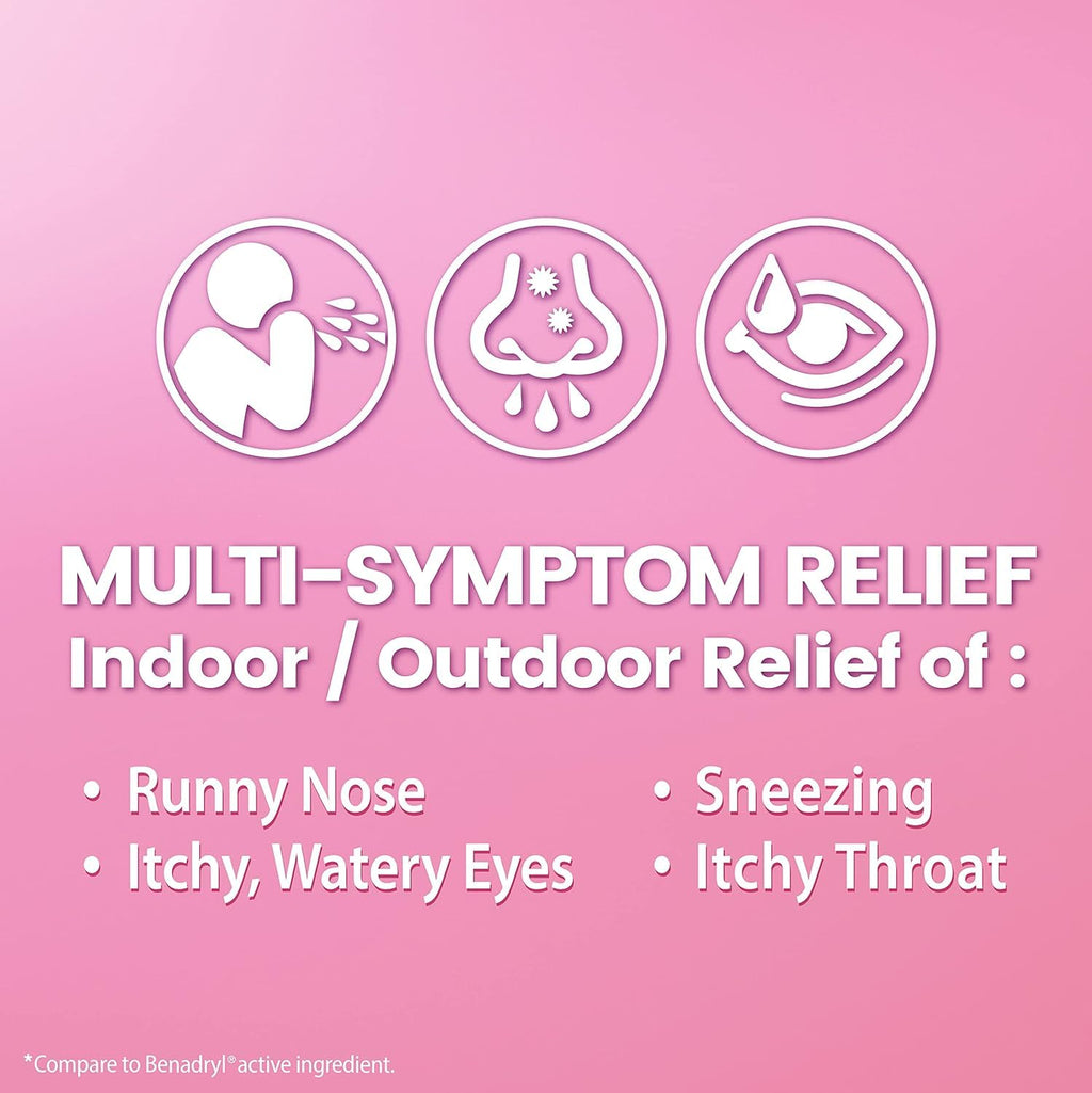 HealthA2Z Allergy Relief | Diphenhydramine HCL 25mg | Antihistamine | Relief from Itchy Throat, Sneezing, Runny Noses | Indoor &