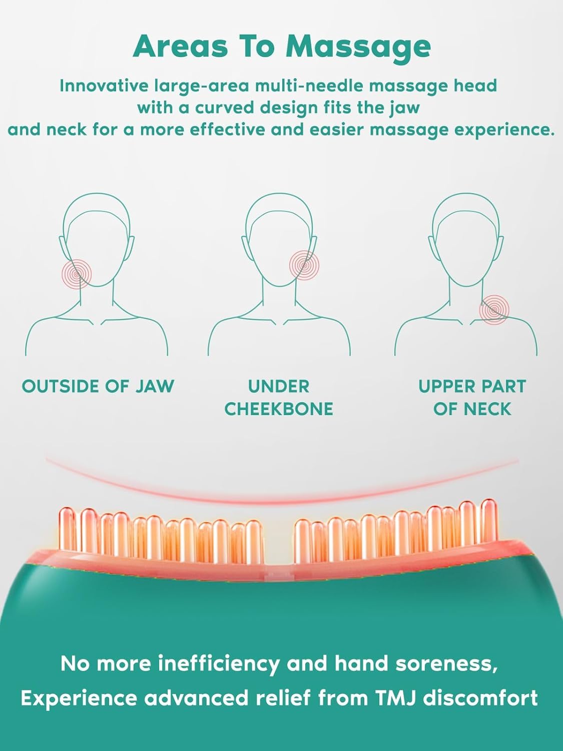 Zaybuon TMJ Relief Products Jaw, TMJ Relief Massager, Vibration and Heating, Ergonomic Multi-Needle Design TMJ Massage Tool, Gre