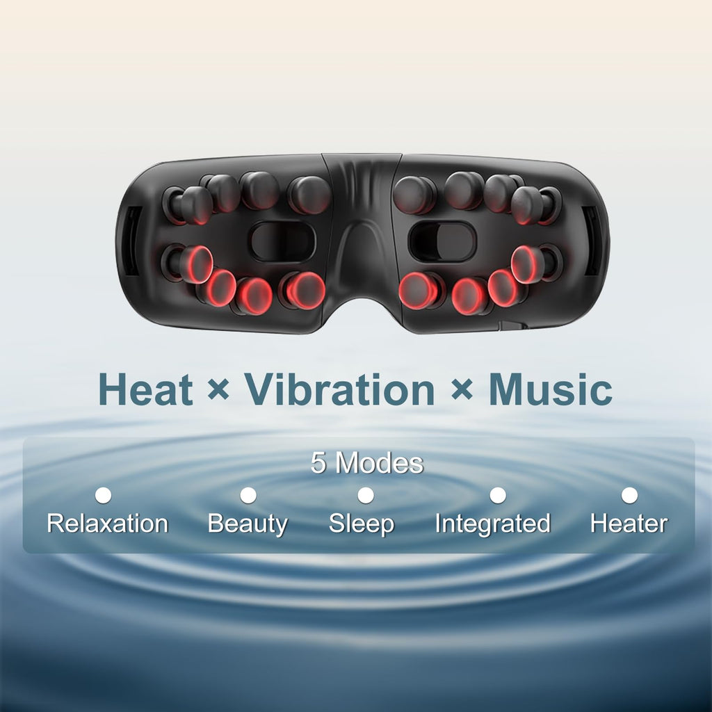 Fullicon Eye Massager with Heat & Vibration, Ultra Light Migraine Relief Products, Foldable Mask with Bluetooth Music, Face Mass