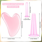 Nuanchu 4 Pieces Facial Cupping Massage Cups & Gua Sha Boards Set, 2 Pcs Gua Sha Massage Tool Facial Tool Heart Shape Guasha Scr