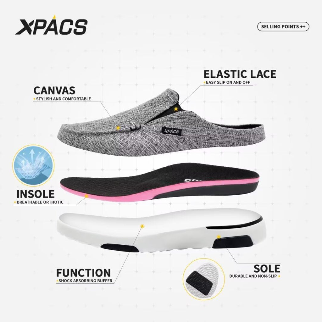 XPACS Cushioned Hanging Out Loafers for Outside and House, Shock Absorber Diabetic Recovery Slip On Shoes with Arch Support, Non
