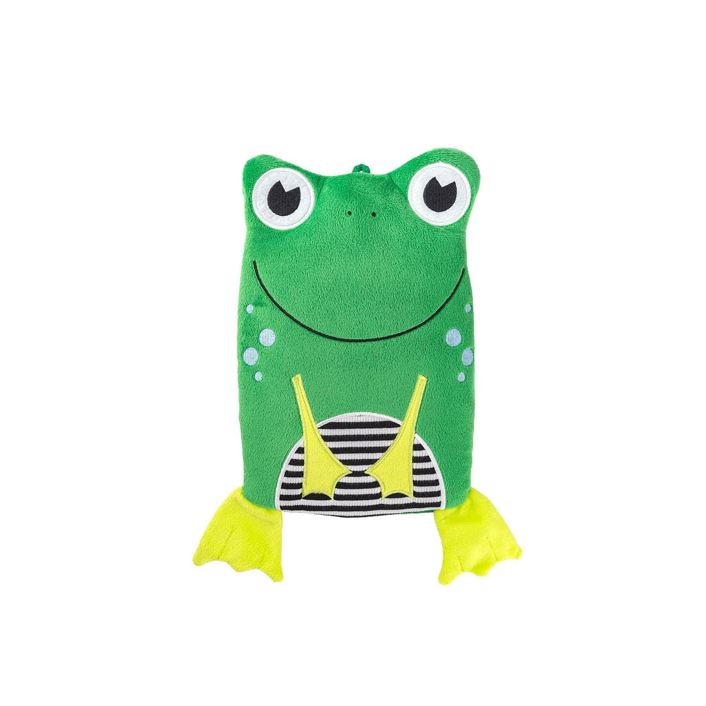 Kids Hot Water Bottle with Animal Cover (0.8L, Smiley Frog) Eco Hot Water Bottle, Made in Germany, Soothing Comfort and Warmth, 
