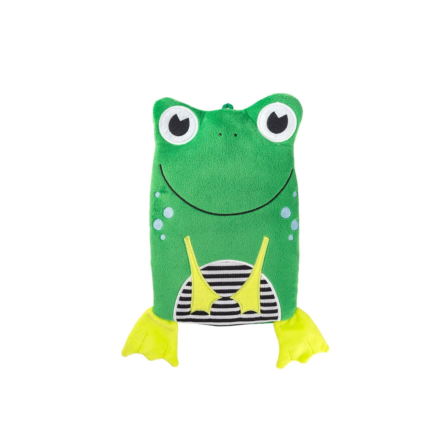 Kids Hot Water Bottle with Animal Cover (0.8L, Smiley Frog) Eco Hot Water Bottle, Made in Germany, Soothing Comfort and Warmth, 
