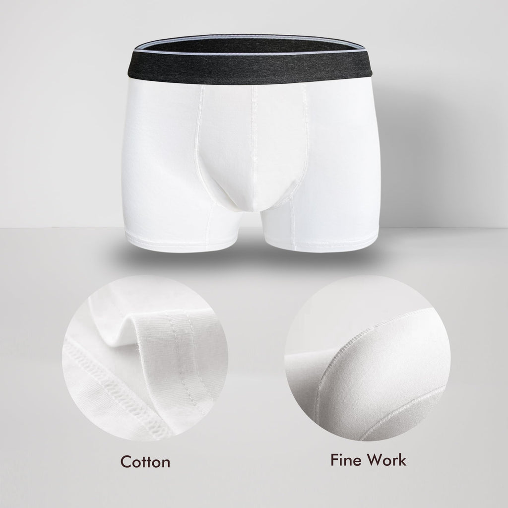 AIRCUTE Men Urinary Incontinence Underwear Washable Absorbency Soft Bladder Leak Proof Boxer Briefs 1 Pack (2X-Large,White)
