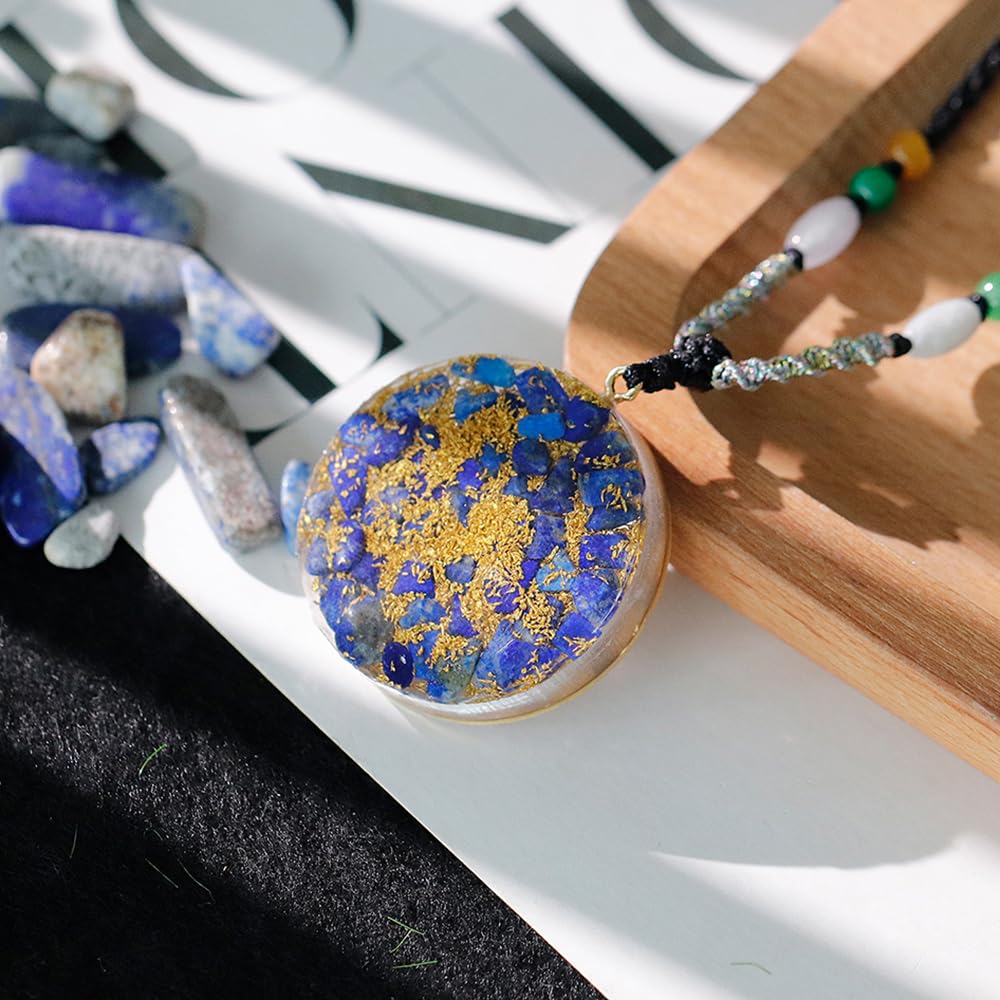 Lapis Lazuli Orgone Pendant Reiki Yoga Meditation Necklace Rotation Design Healing Stones Spirituality Jewelry (Style 3)