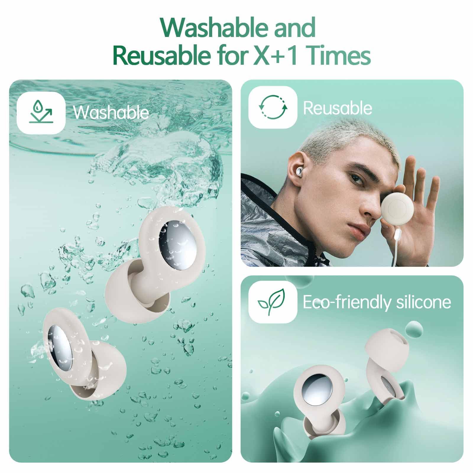 Ear Plugs for Sleeping Noise Cancelling, Hearing Protection Soft and Reusable Silicone Earplugs for Motorcycle, Trip, Swimming,