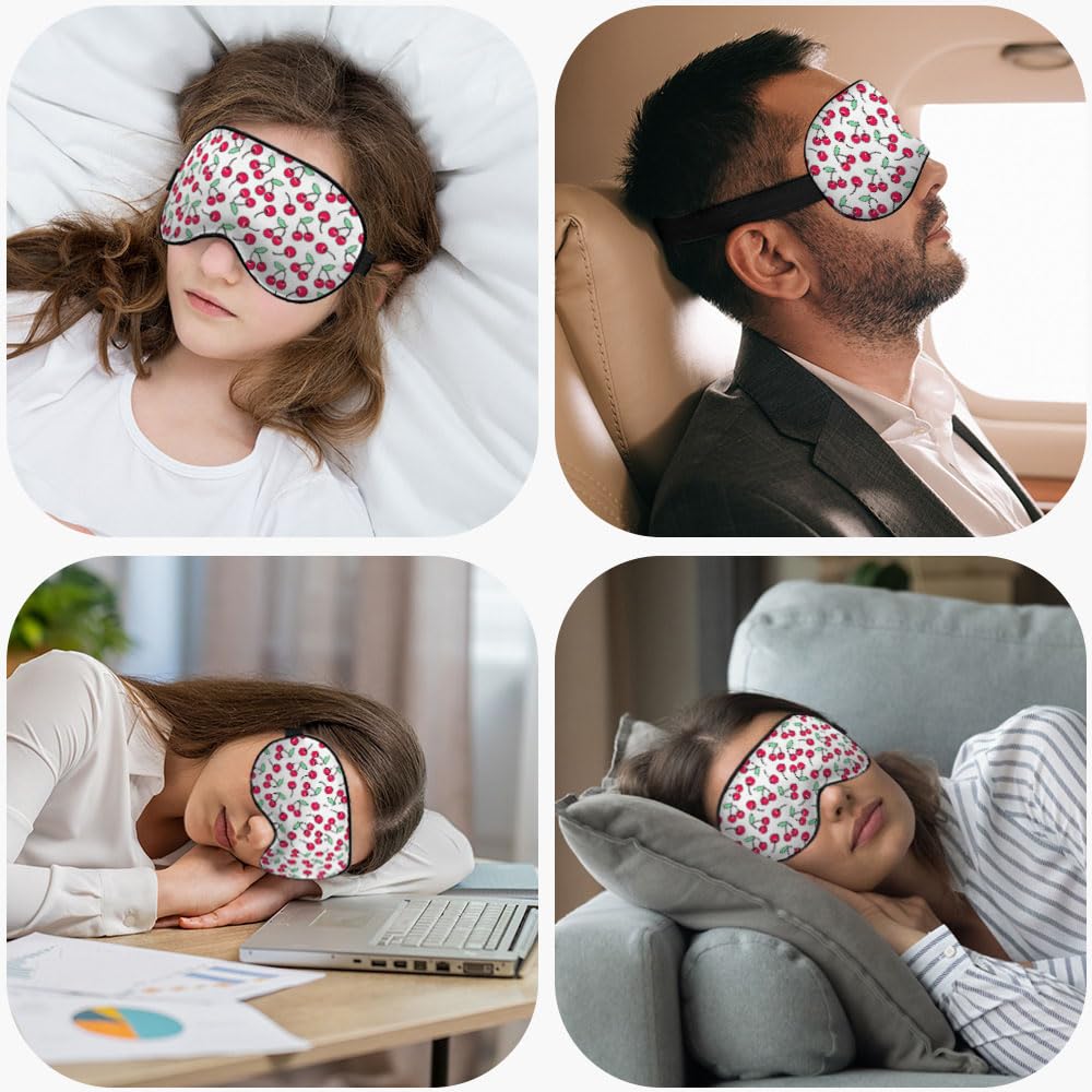 NOHSHE Red Cherries Eye Mask Sleeping Mask Lovely Ripe Cherry Sweet Fruit Sleep Masks Silky Soft Eye Cover for Women Men Shading