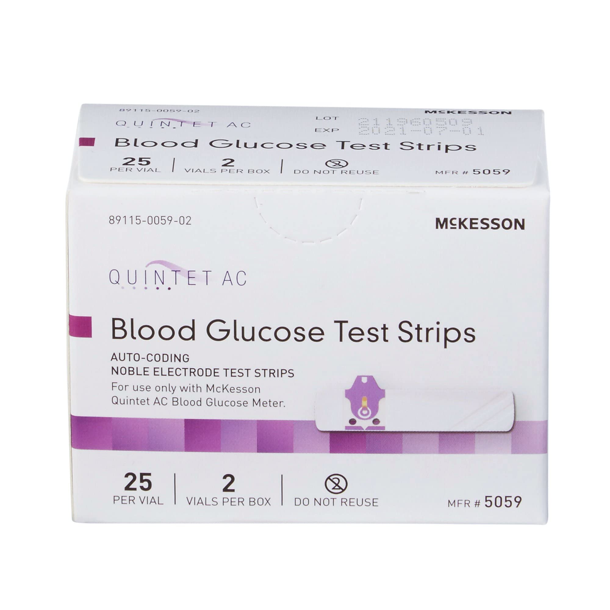 McKesson QUINTET AC Blood Glucose Test Strips - Auto Coding, Noble Electrode Strips, for Self-Testing and Point-of-Care Testing