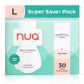 Nua Complete Comfort Sanitary Pads For Women L | Pack Of 30 | Light Flow Pads | Super Saver | Zero Irritation Promise | Comforta