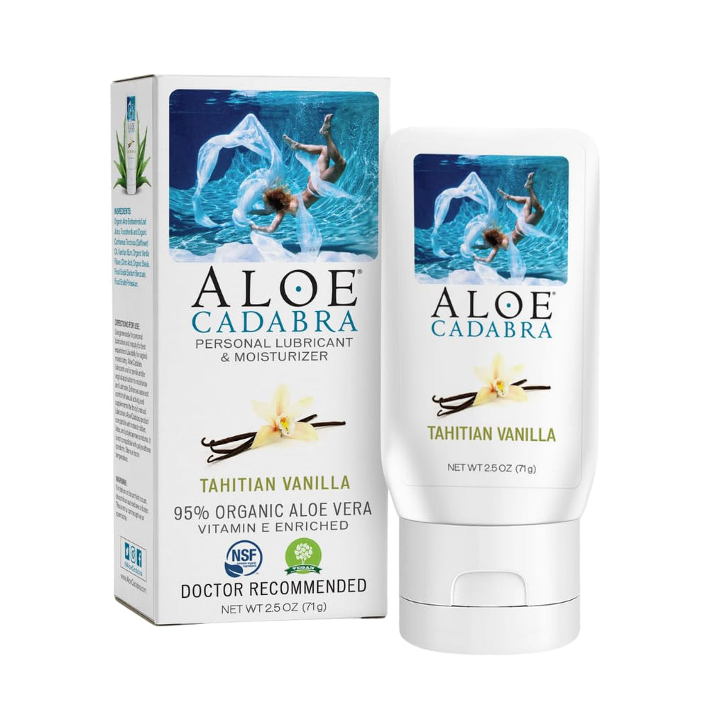 Aloe Cadabra Flavored Personal Lubricant and Vaginal Moisturizer, Organic Edible Aloe Lube for Men, Women and Couples, Non-Stain
