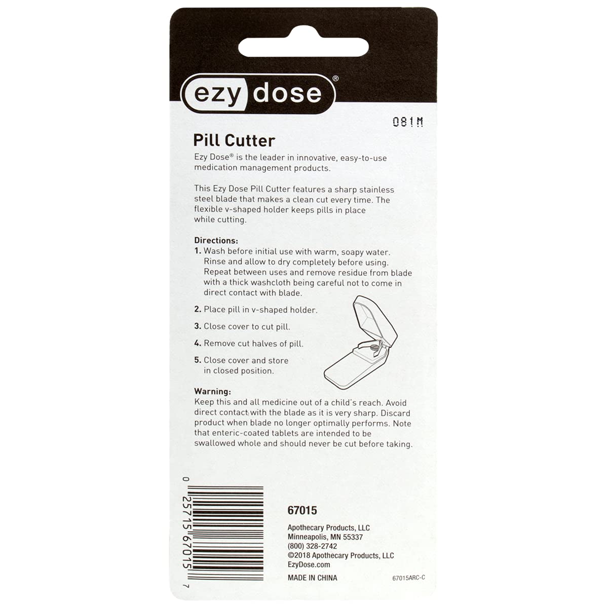 EZY DOSE Pill Cutter and Splitter, Cuts Pills, Vitamins, Tablets, Stainless Steel Blade, Travel Sized, Safely Cut Pills and Vita