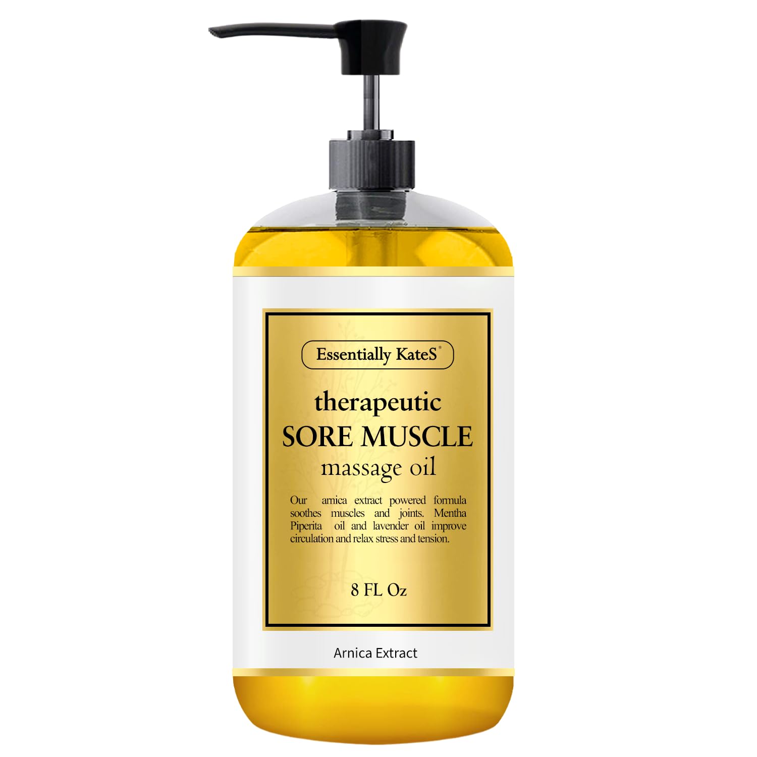 Essentially KateS Sore Muscle Massage Oil 8 Fl Oz - Arnica Extract and Peppermint - Soothe Sore and Tired Muscle and Joints