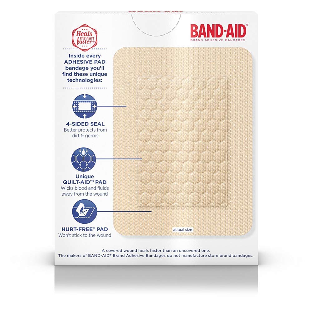 Band-Aid Brand Adhesive Bandages, Large Adhesive Pads, 10-Count Bandages (Pack of 2)