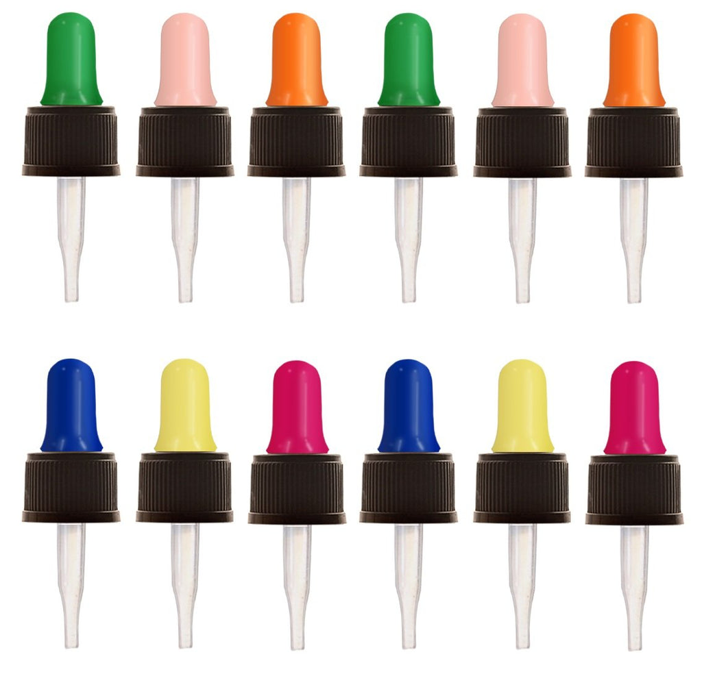 Year of Plenty Glass Eye Droppers for 5ml Essential Oil Bottles | 12-Pack | Multicolored | Compatible with doTERRA, Young Living