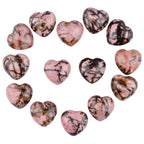 mookaitedecor Rhodonite Crystal Heart Shaped Worry Stone, Puffy Crystal Pocket Palm Stones for Chakra Energy Healing Decoration 