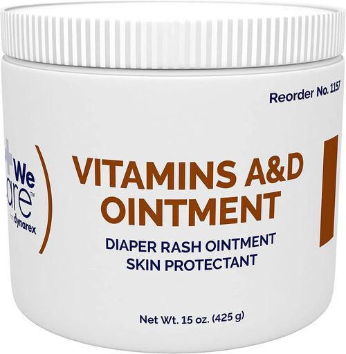 Dynarex Vitamins A & D Ointment, Ointment with Vitamin A and Vitamin D Skin Protectant, for Diaper Rash and Discomfort, White, 4