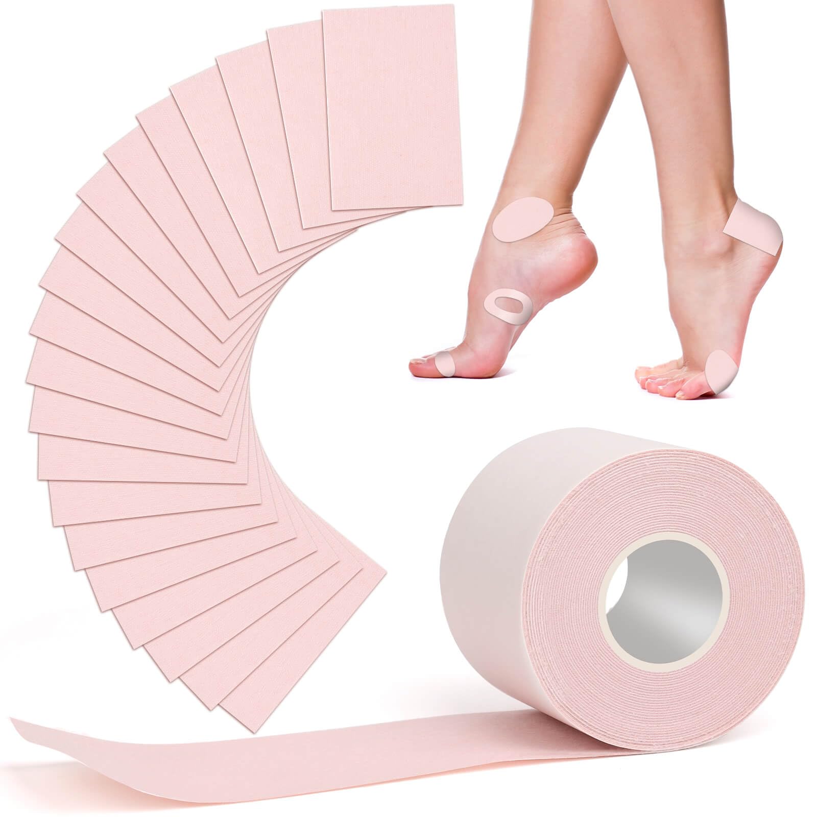 Jupwalz 15Ft Moleskin for Feet & 20Sheets Extra Durable Moleskin Tape, Adhesive Cotton Moleskin for Blisters, Mole Skin Tape Rol