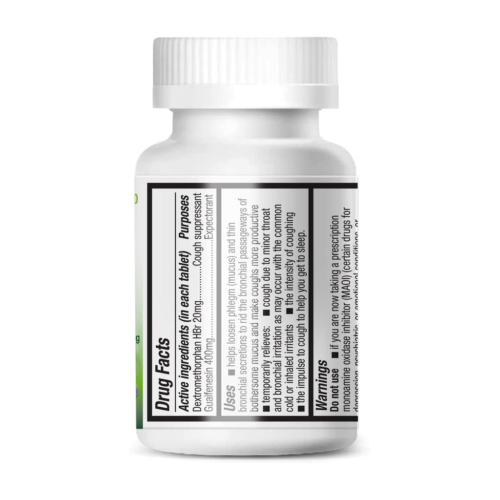HealthA2Z Mucus Relief DM | Dextromethorphan HBr 20mg | Guaifenesin 400mg | No Benzene | Cough, Immediate Release, Uncoated (50