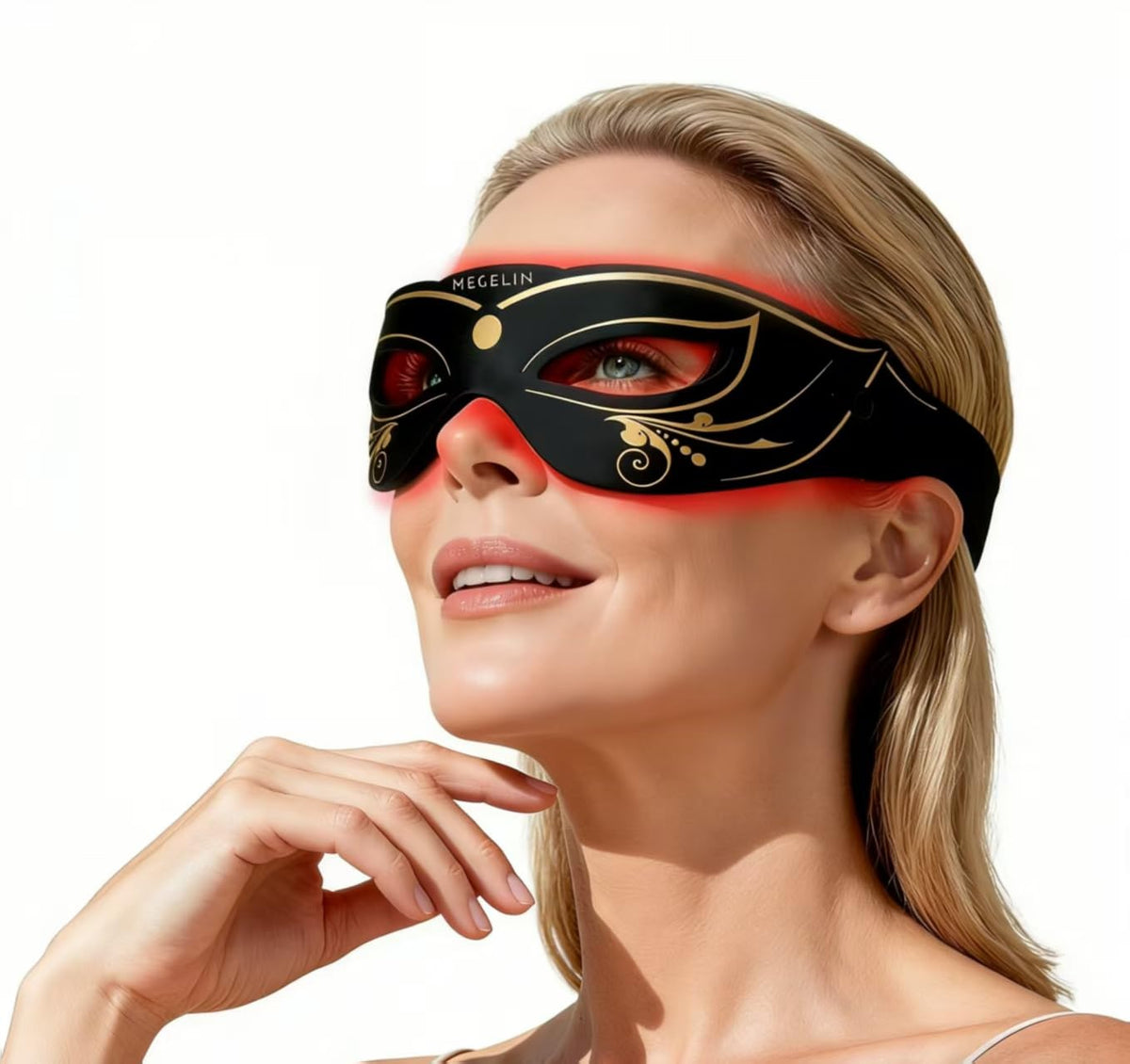 Megelin 3 Modes Red Light Therapy for Eyes, UnderEye Red Light Therapy Glasses,Treatment of Periorbital Wrinkles and Rhytides,R