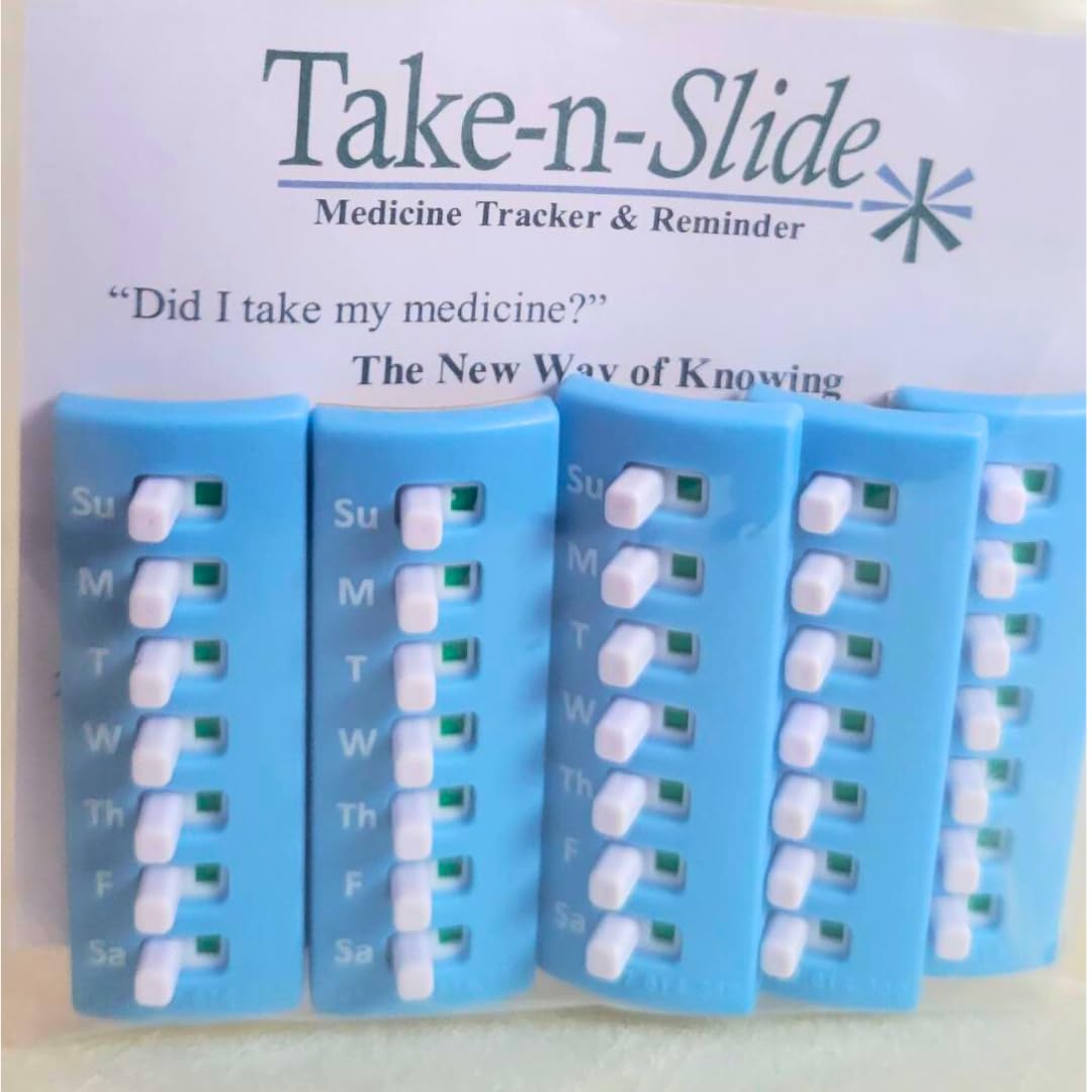 2 Pack Medication Tracker and Reminder, Take-n-Slide Reusable Peel and Stick Pill Tracker, Attach to Your Bottle 7 Day Medicine