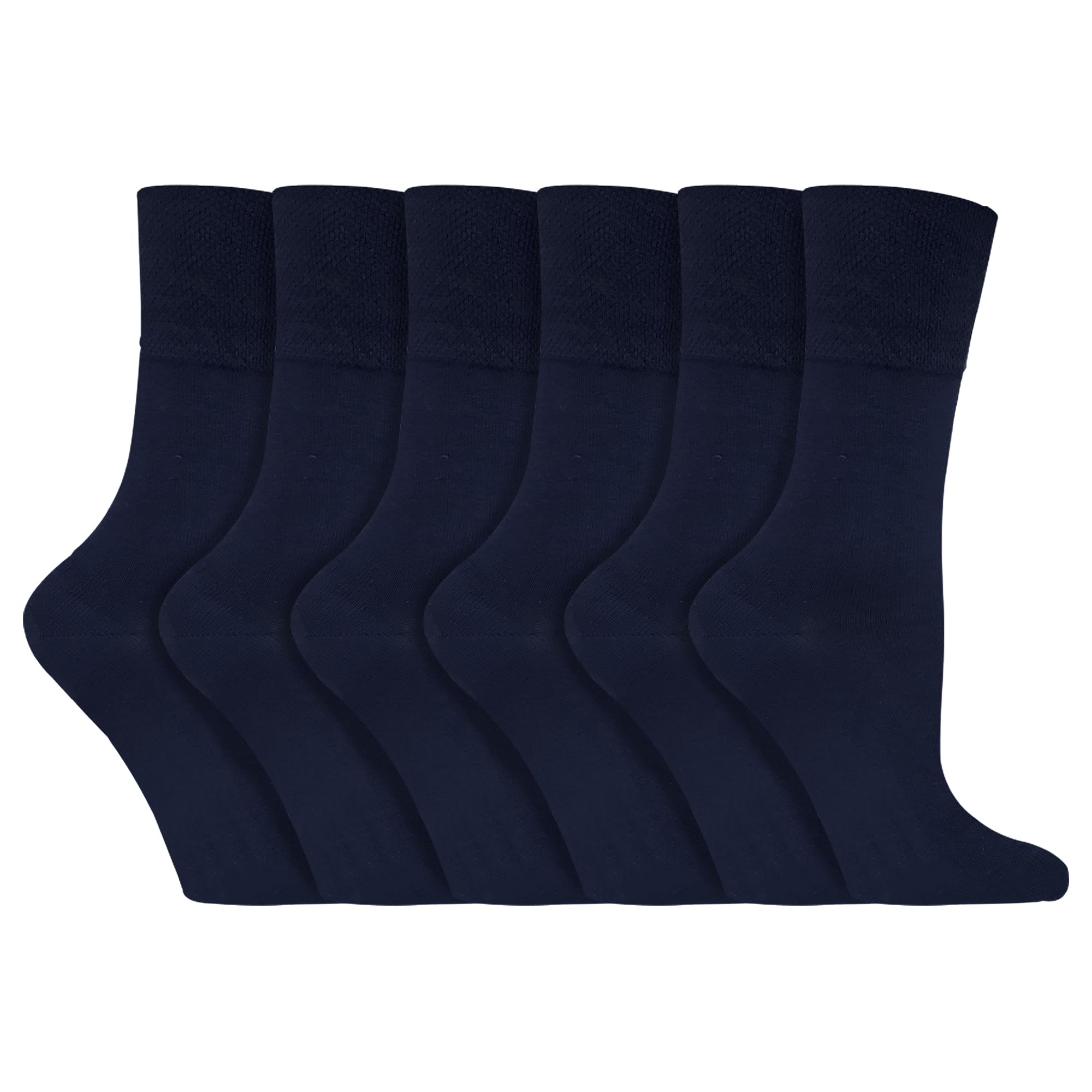 Gentle Grip - 6 Pack of Ladies Diabetic Socks - 5-9 US / 4-8 UK (Dark Blue)