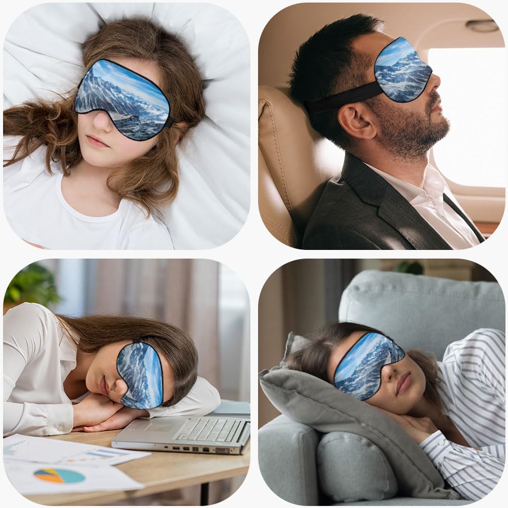 NOHSHE Snow Mountain Eye Mask Sleeping Mask Vast Mountains Blue Sky Naturally Magical Sleep Masks Silky Soft Eye Cover for Women