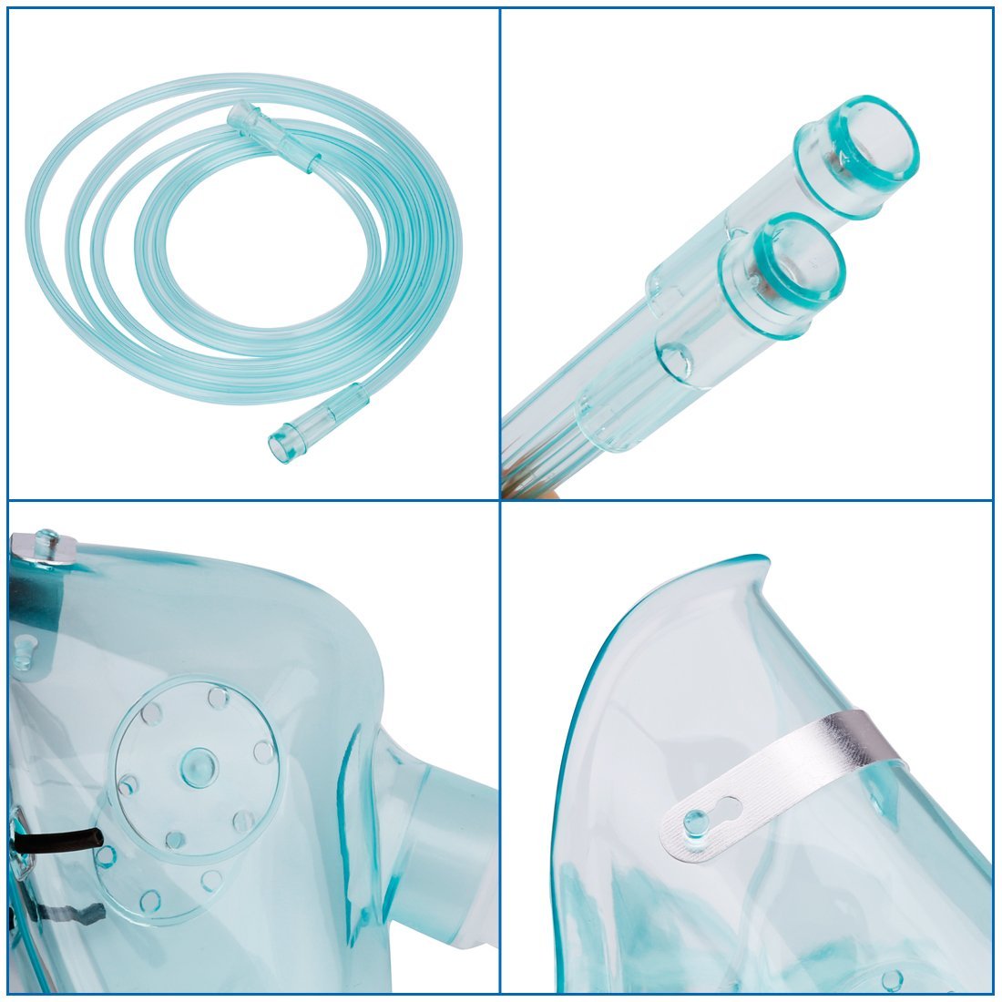 Healva 5 Pack Oxygen Mask with 6.6' Tubing and Adjustable Elastic Strap - Adult Europe Size L