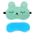 Jenna Cute Fur Gel Sleeping Eye Shade Mask Cover For Insomnia, Meditation, Puffy Eyes And Dark Circles Bunny Green