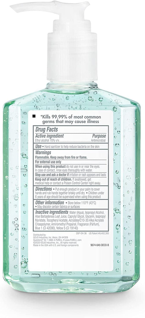 Advanced Hand Sanitizer Soothing Gel, Fresh Scent with Aloe and Vitamin E, 8 oz, 1Each