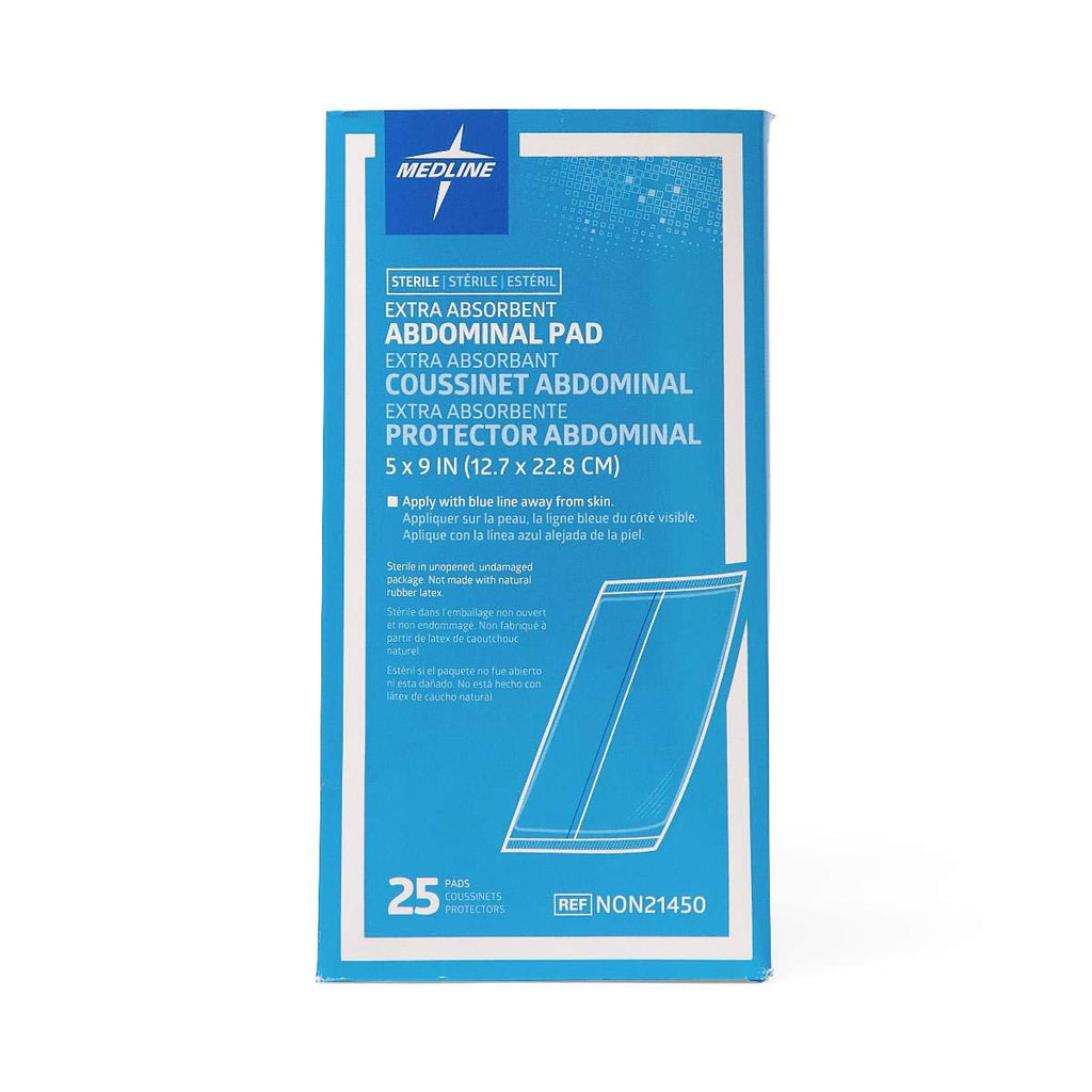 Medline Medline Sterile Abdominal Pad, NON21450H, 5 inch x 9 inch, 2 Packs of 25 Count