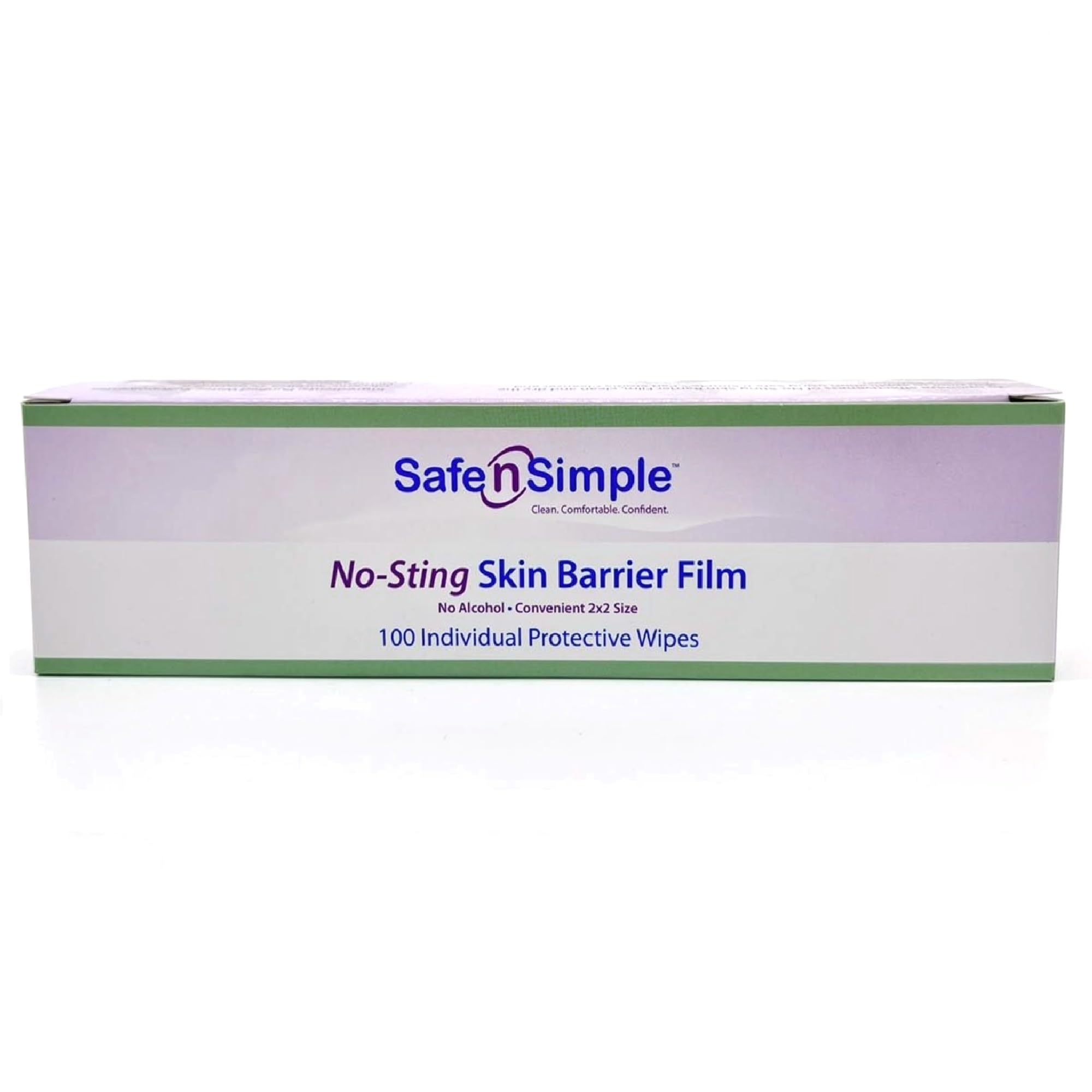 Safe n Simple No Sting Skin Prep Wipes - 100 Individual Ostomy Barrier Film 2.4 x 2.4 - Skin Barrier Film Wipes for Ostomy - Pr