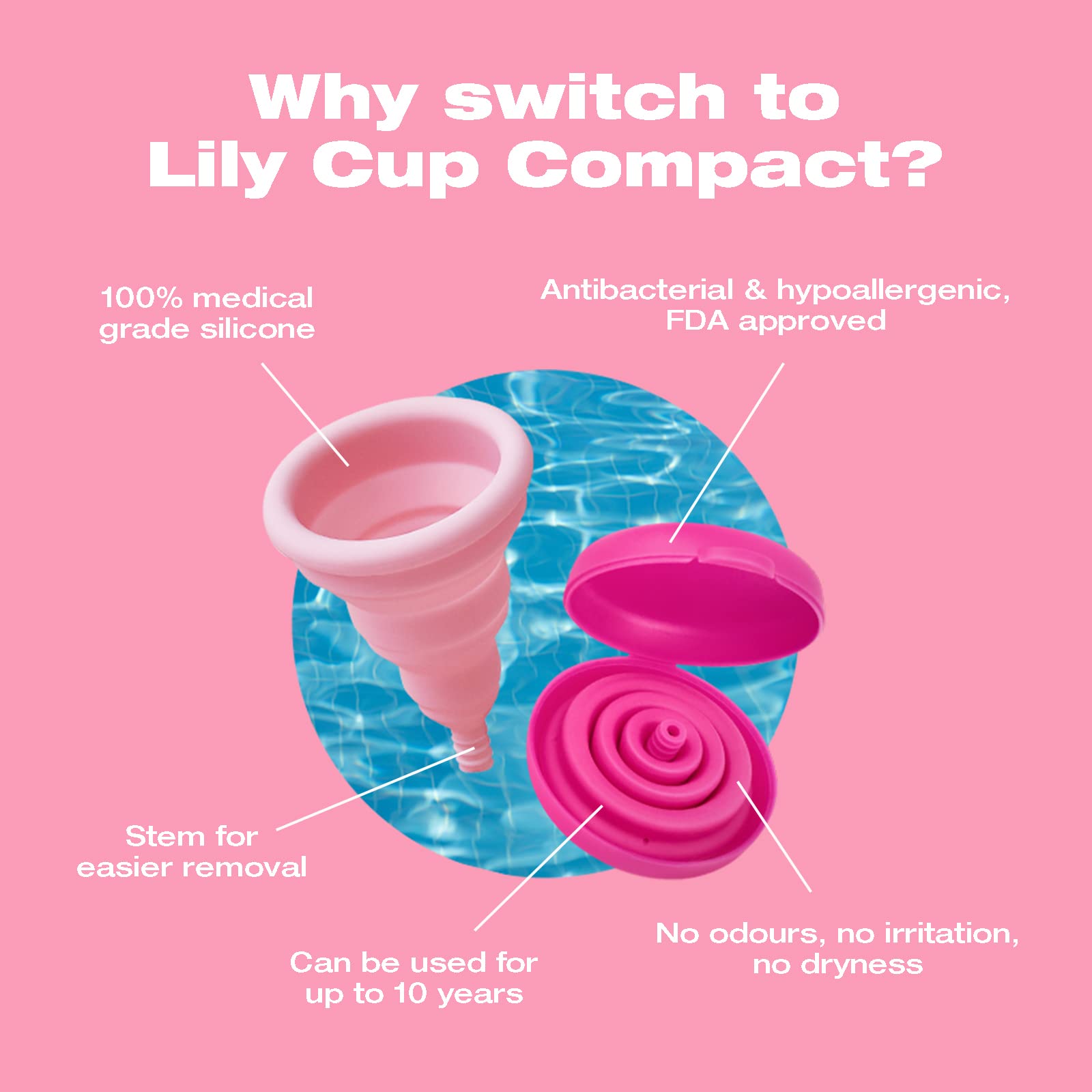 Intimina Lily Cup Compact - Small Menstrual Cup with Flat-fold Compact Design, Disposable Menstrual Cups, Period Cup Reusable (S