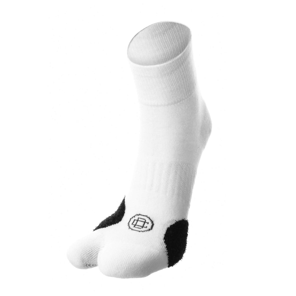 Doctor's Choice Bunion Relief Quarter Sock with Split Toe Separator and Soft Cushioning for Hallux Valgus, (White/Black, Medium)