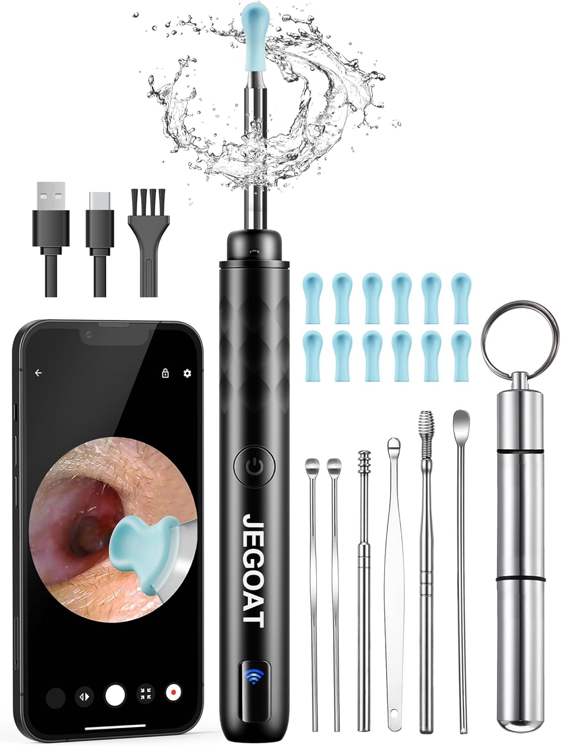 Ear Wax Removal Tool Camera, Ear Cleaner with Camera, 1296P HD Ear Scope, 6 LED Lights and 12 Ear Picks, Earwax Removal with Oto