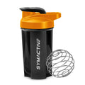 Amazon Brand  Symactive Plastic Shaker Bottle With Mixer Ball And Carry Loop | Protein Shaker | LeakResistant | (500Ml, Blue/O